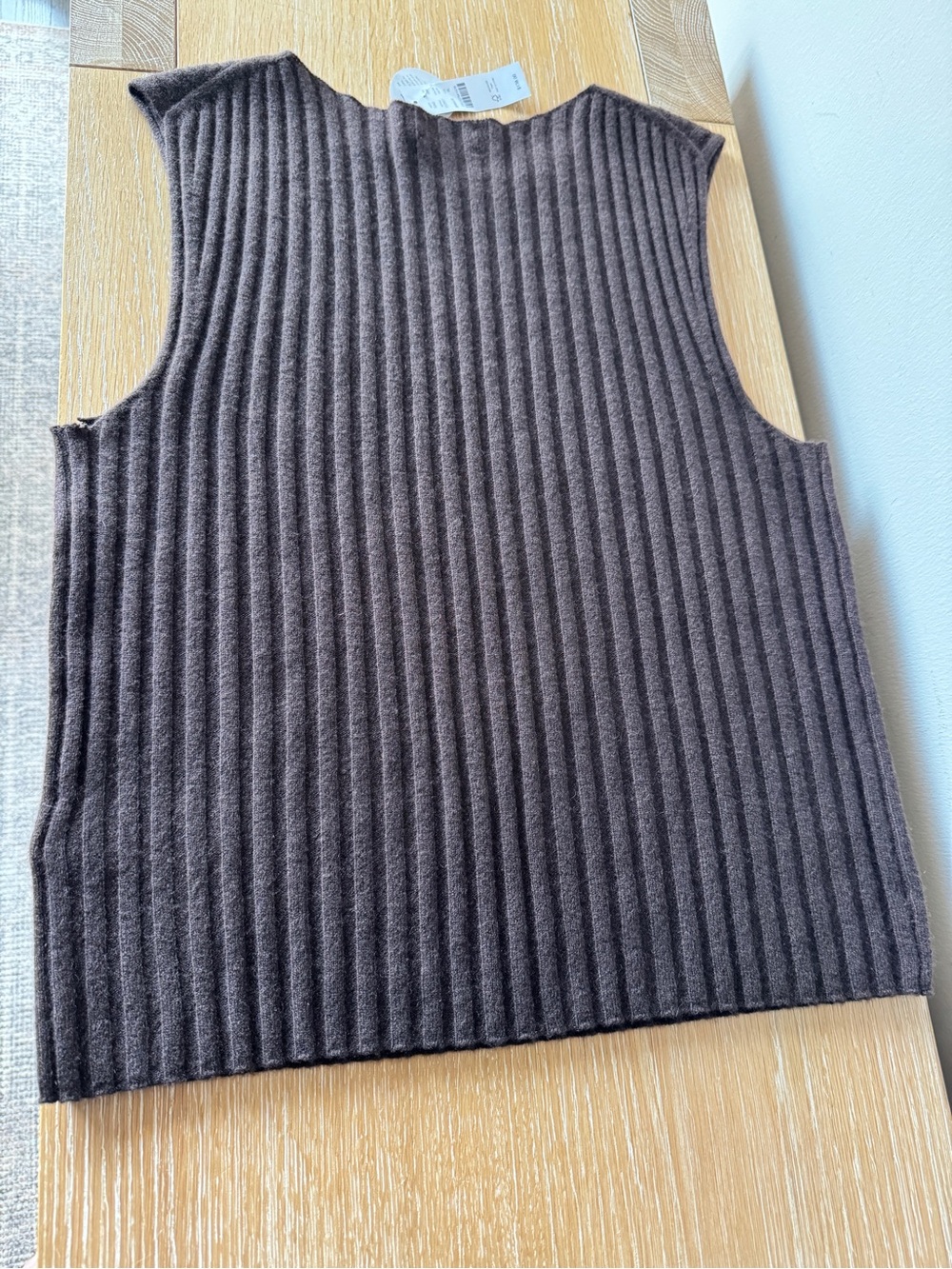 NEW J. CREW Wide-rib cashmere sweater shell heather chocolate XL CO327 *FLAW* - Picture 6 of 15